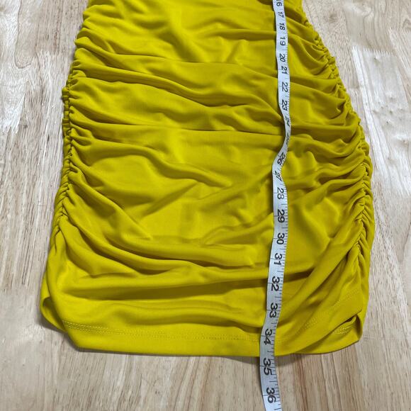 Cinq à Sept NWT Miah Ruched Mini Dress Pineapple Yellow Size 4 Long Sleeve - Picture 12 of 14